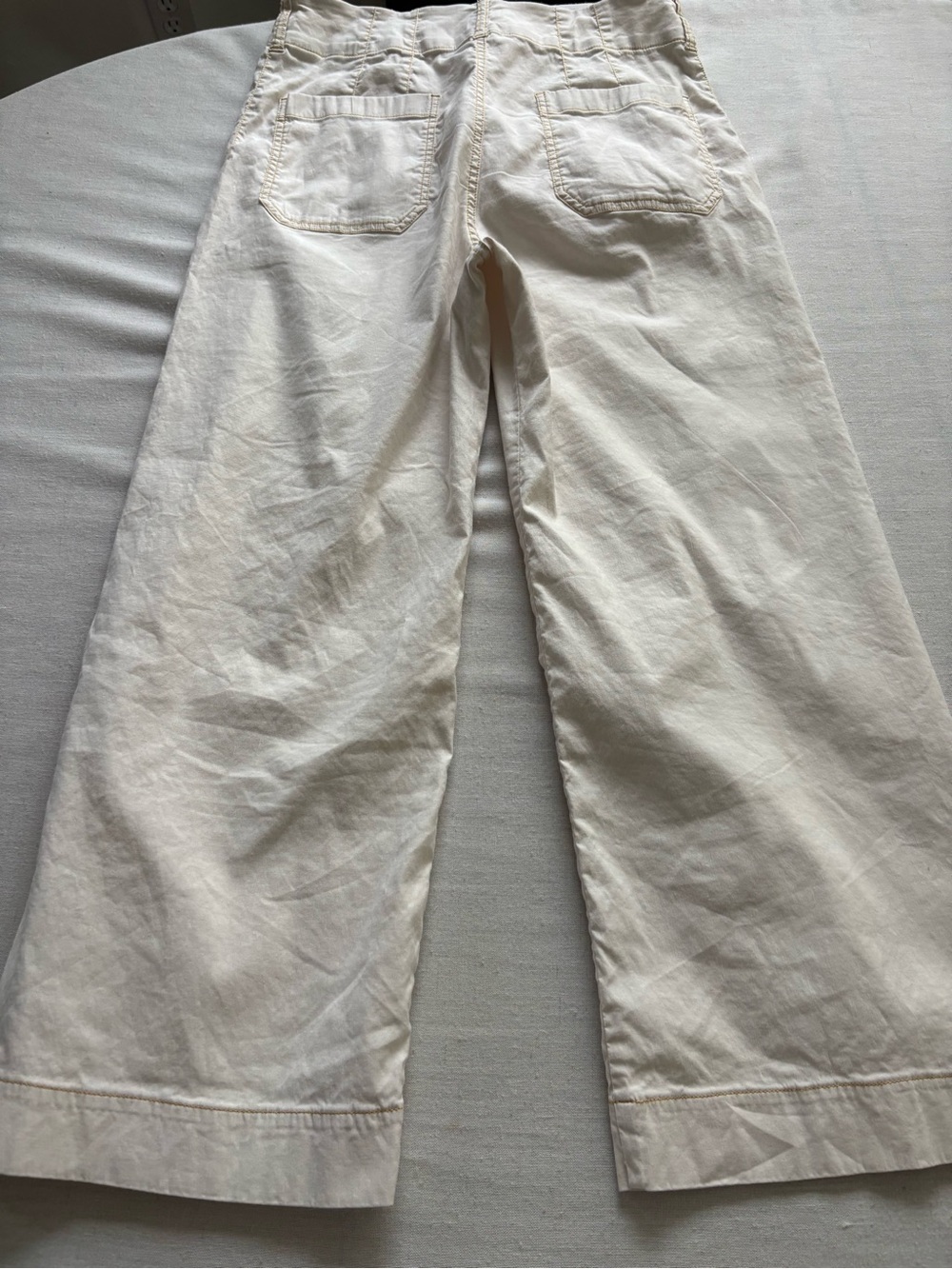 Anthropologie Maeve Colette High Rise Wide Leg Cropped Pants Ivory Size 29 - Picture 5 of 10